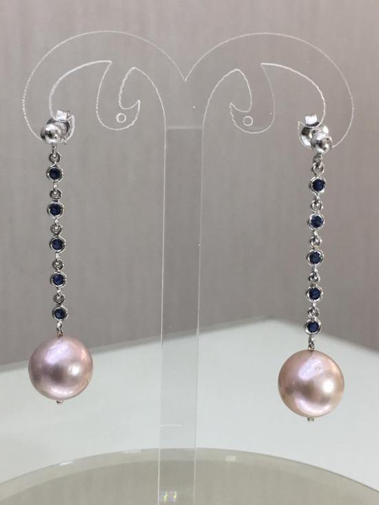 earrings sapphires and pink pearls