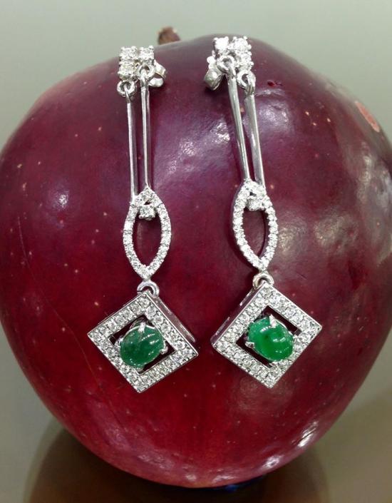 earrings with emeralds and diamonds