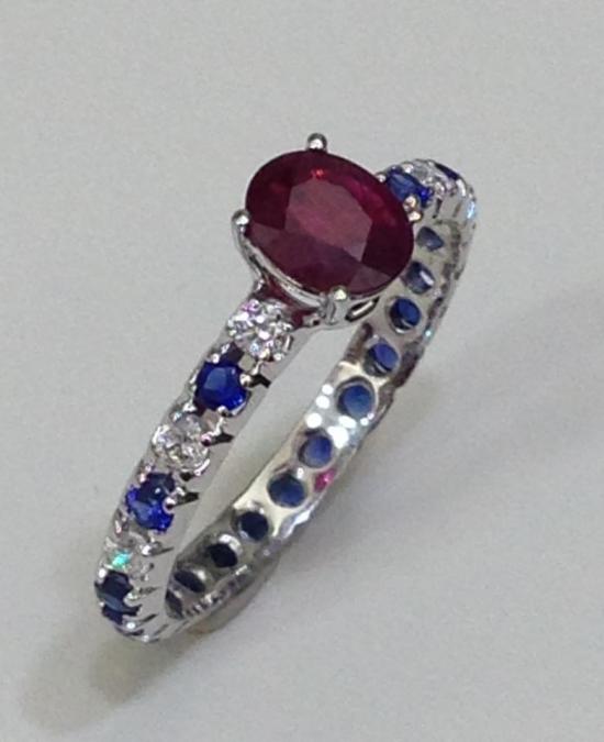 whisker with diamonds, sapphires and ruby