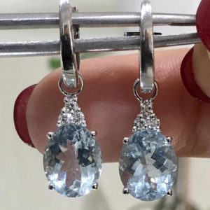Orecchini con acquemarine e diamanti - Image 1