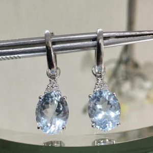 Orecchini con acquemarine e diamanti - Image 3