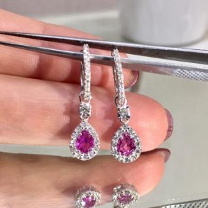 Orecchini con diamanti e zaffiri rosa - Image 2