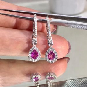 Orecchini con diamanti e zaffiri rosa - Image 1