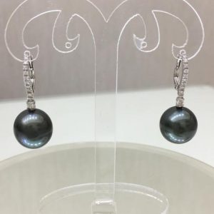 Orecchini con perle Tahiti e diamanti - Image 1