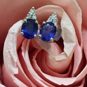 Orecchini a lobo con zaffiri e diamanti - Image 2