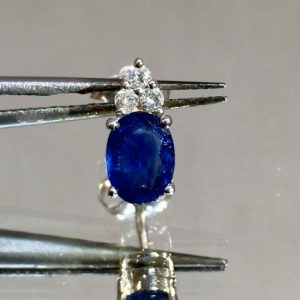 Orecchini a lobo con zaffiri e diamanti - Image 3